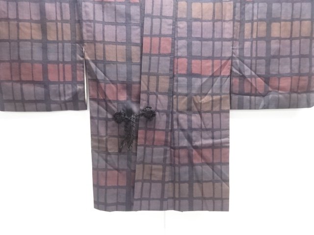 JAPANESE KIMONO / DOCHUGI COAT / TSUMUGI / GRID 